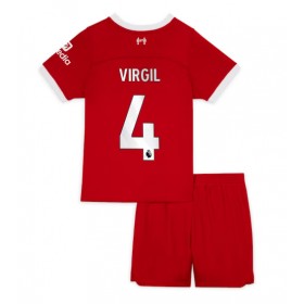 Baby Fußballbekleidung Liverpool Virgil van Dijk #4 Heimtrikot 2023-24 Kurzarm (+ kurze hosen)